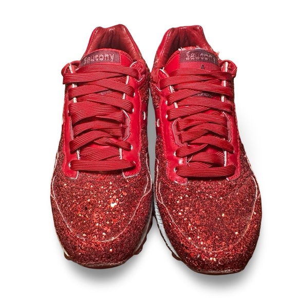Saucony red glitter shadow 5000 women’s size 6 - Picture 2 of 6